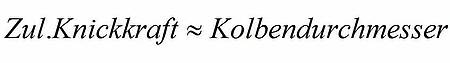 Zusammenhang zwischen der zulässigen Knickkraft und dem Kolbendurchmesser