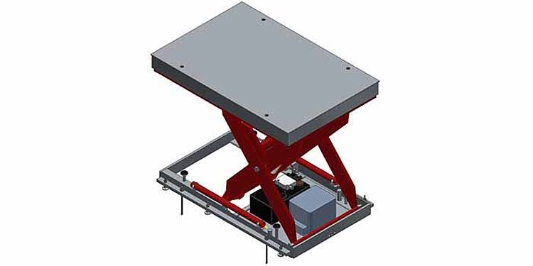Standard lift table with a load capacity of 2,000 kg