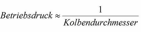Zusammenhang zwischen dem Betriebsdruck und dem Kolbendurchmesser