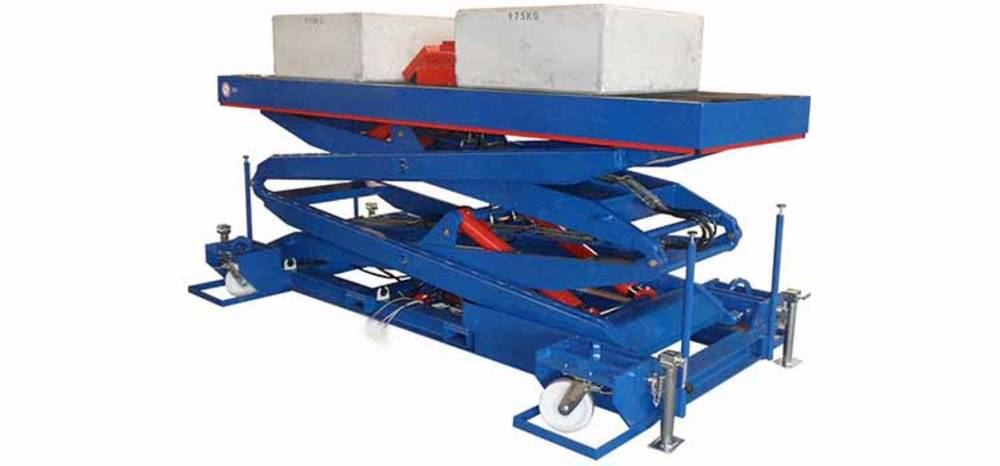 Mobile lifting table with forklift pockets